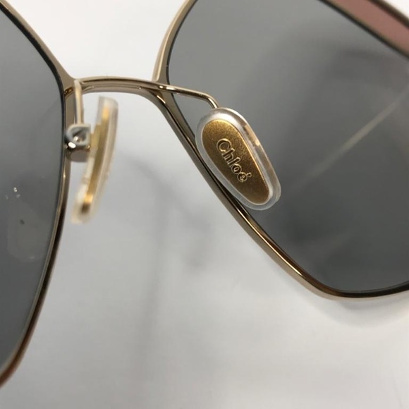 New authentic💯- CHLOE CH0024S 002 Round Gold Pink Grey 60 mm Women's Sunglasses - Picture 12 of 14